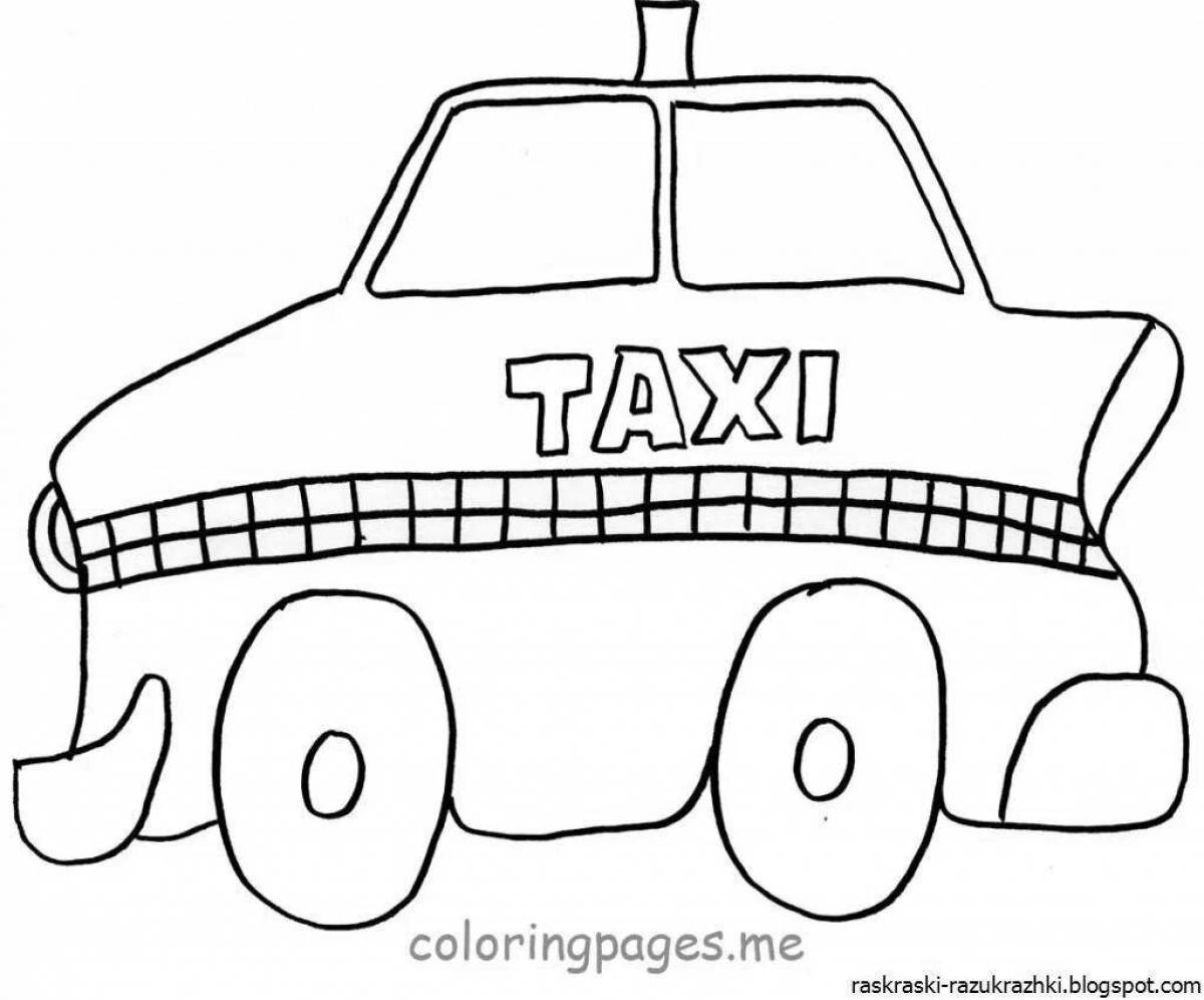 Веселая раскраска такси для дошкольников