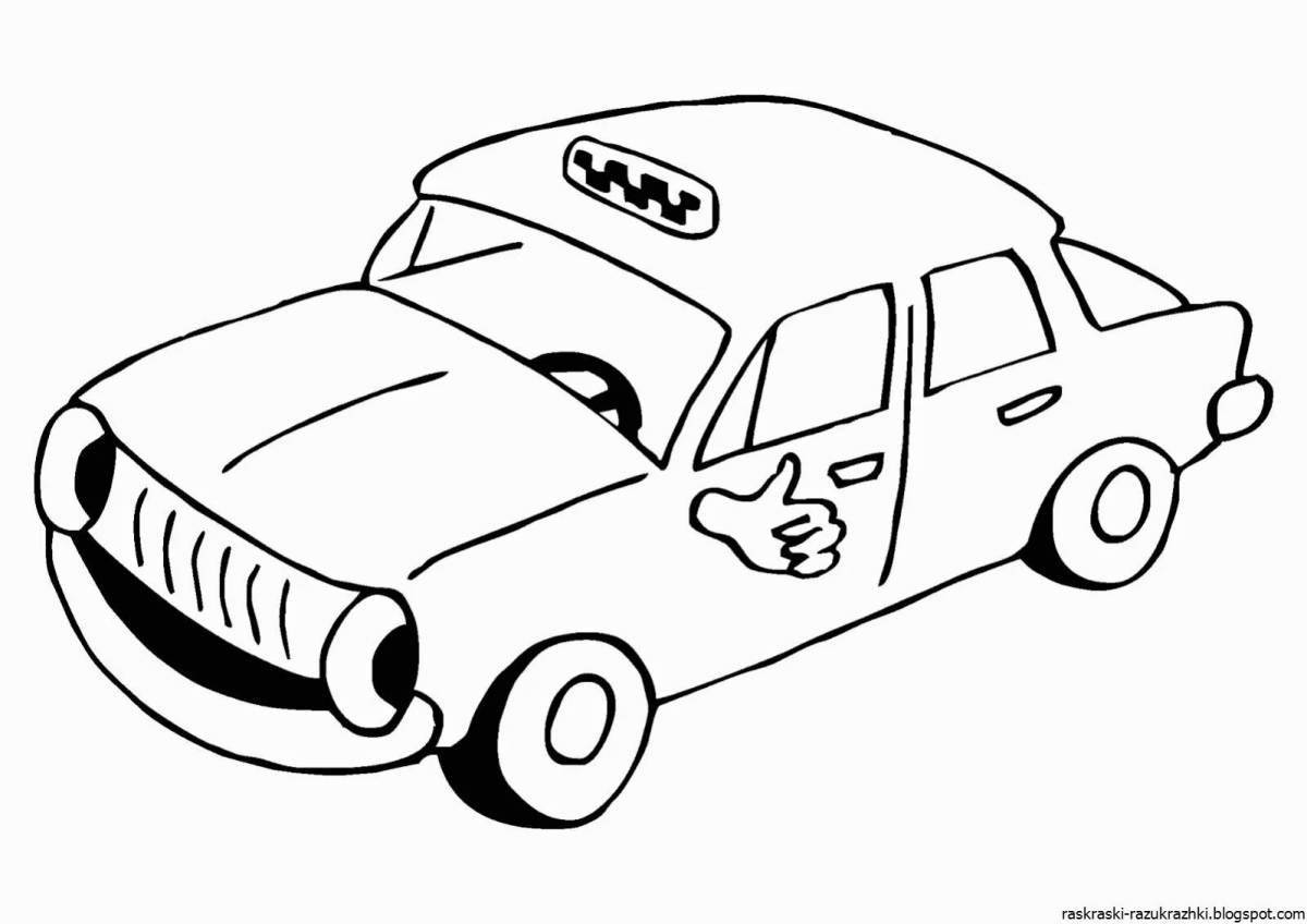 Fun taxi coloring for kids