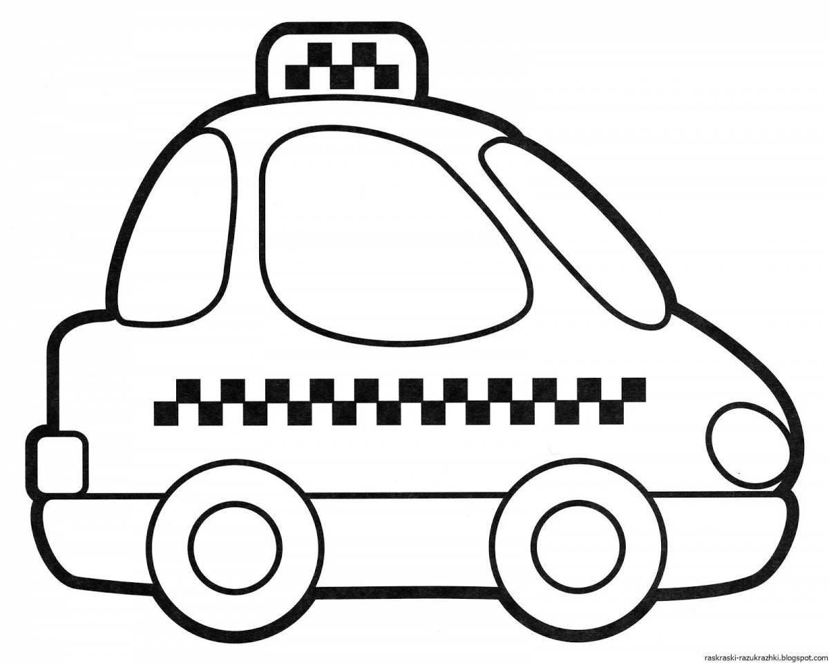 Taxi Playful Coloring Page for Kids