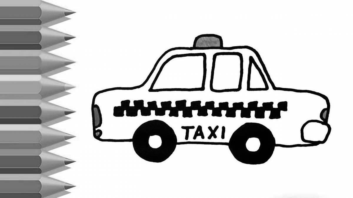 Stimulated taxi coloring page for toddlers