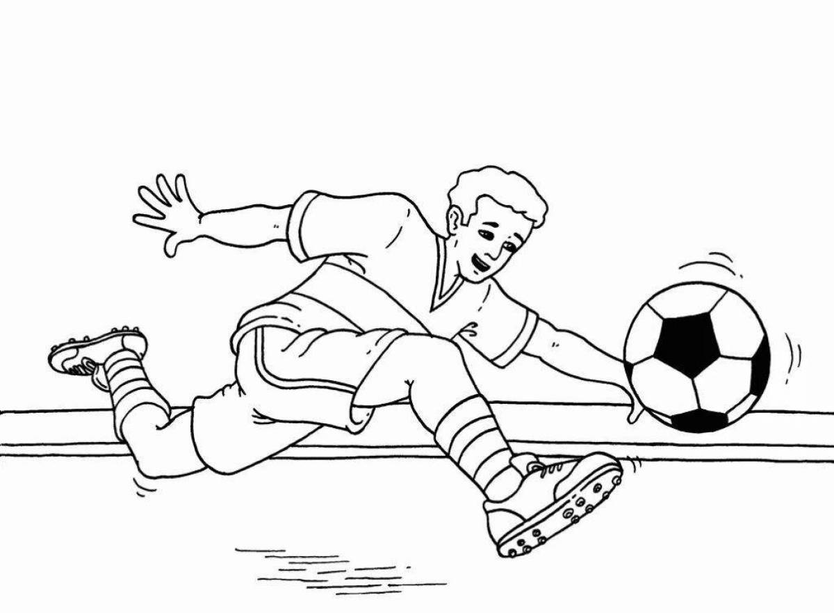 Coloring page joyful football player for kids