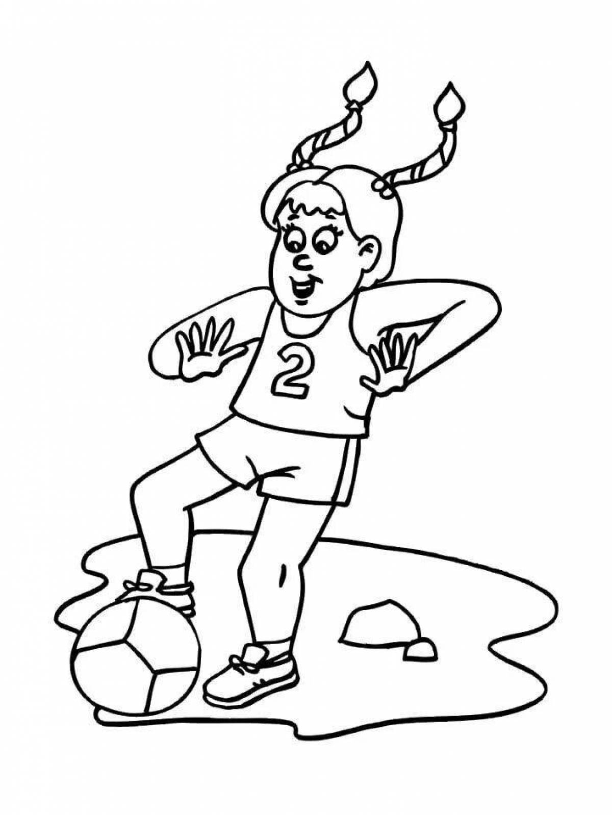 Coloring page wonderful football player for kids