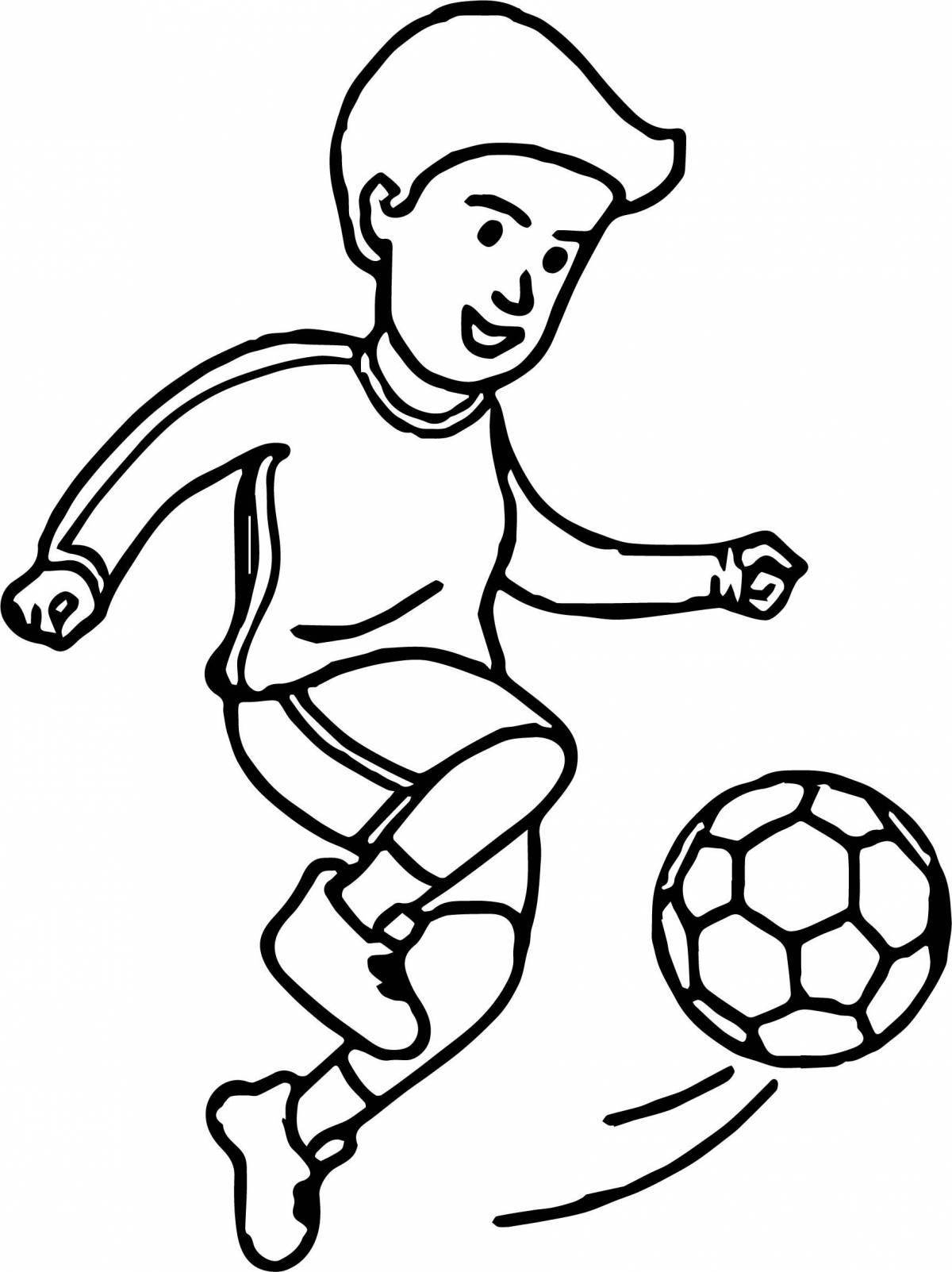 Coloring book bright soccer player for kids