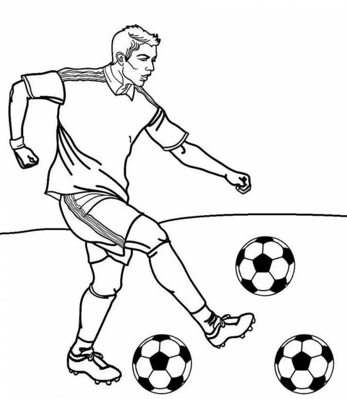 Joyful soccer player coloring pages for kids