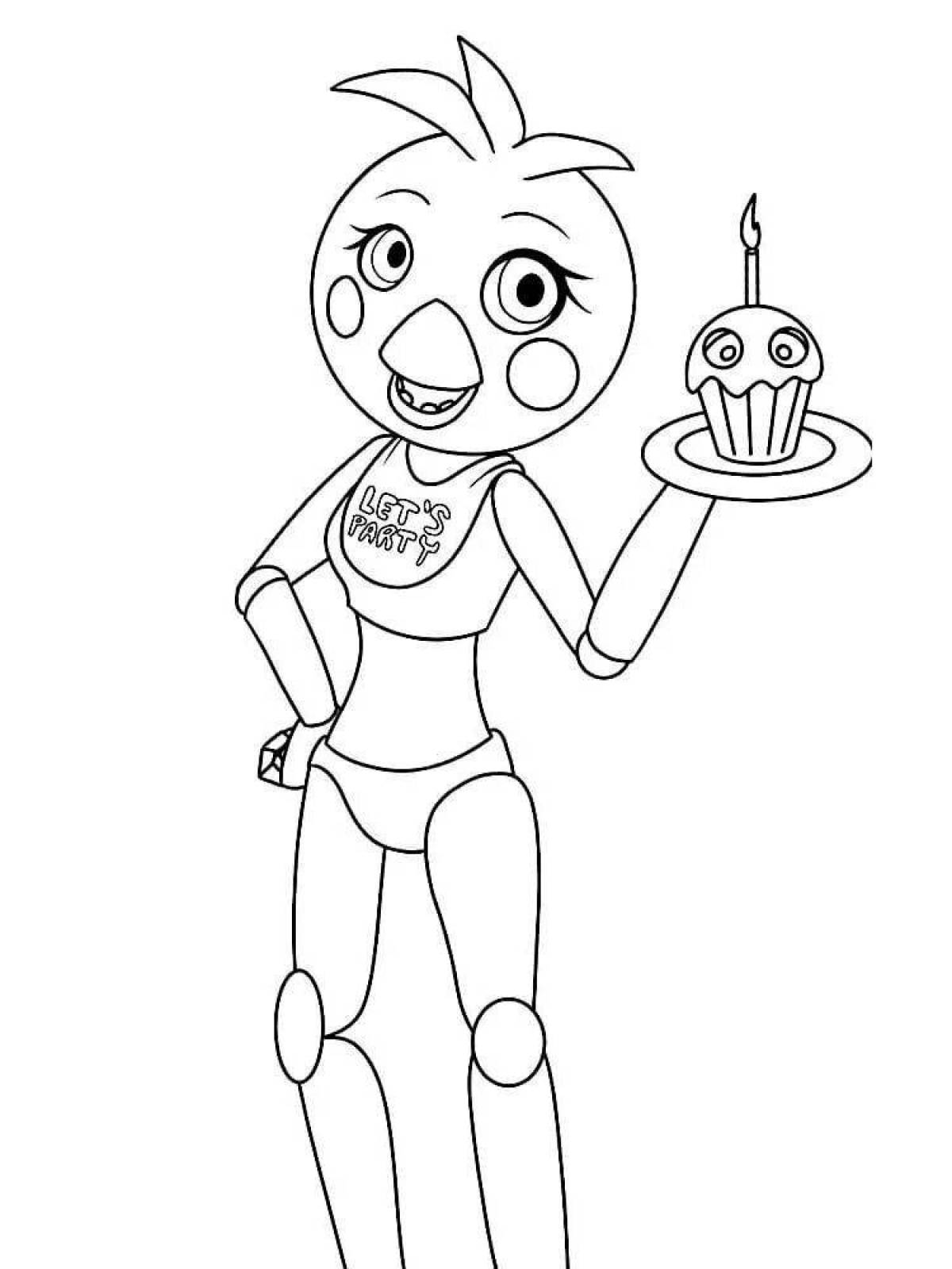 Chica's colorful fnaf 9 coloring page