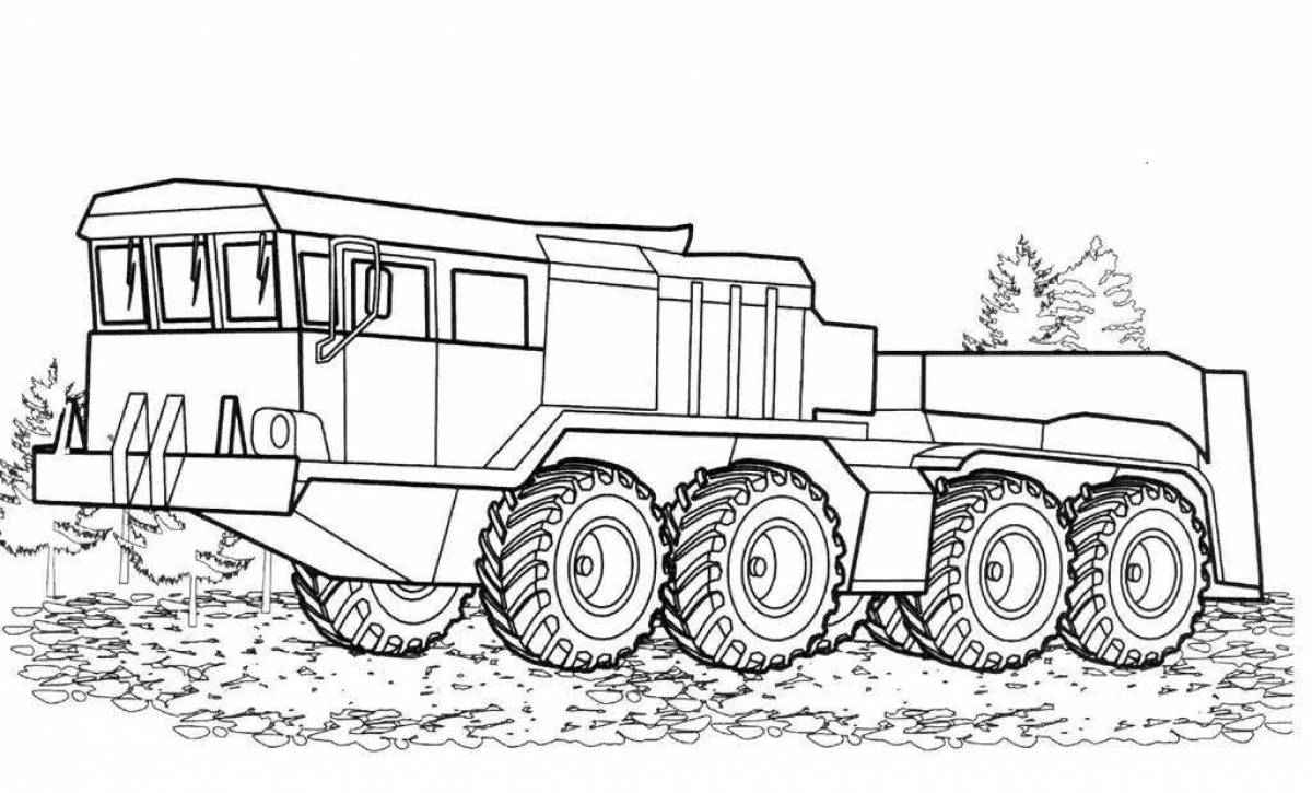Vibrant coloring page of Russian military vehicles