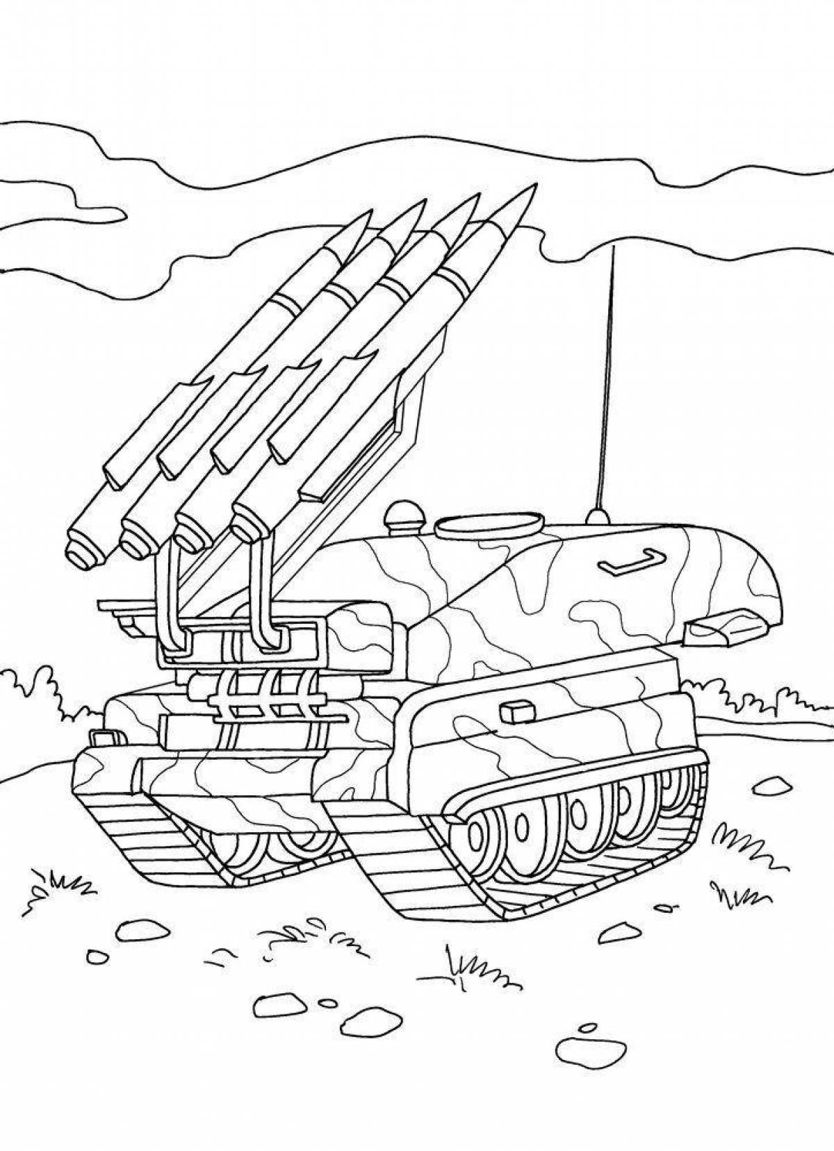 Coloring page funny Russian military equipment