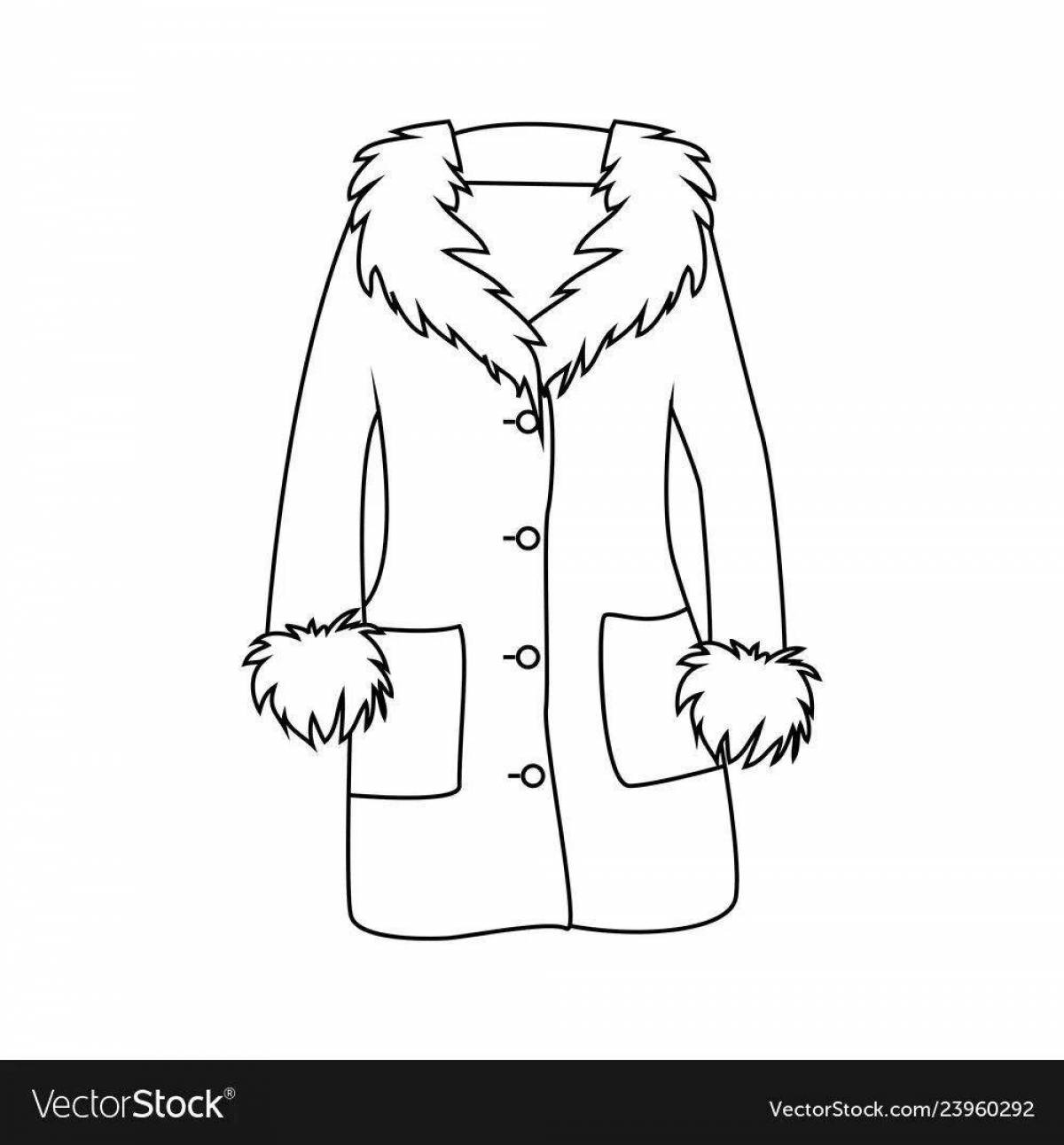 Colouring great fur coat for kids