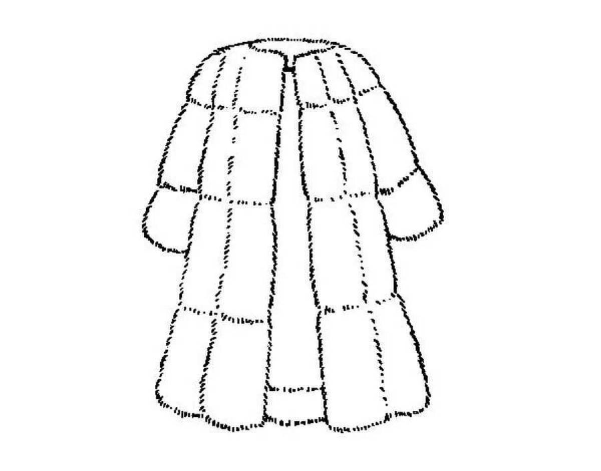 Coloring page cute fur coat for kids
