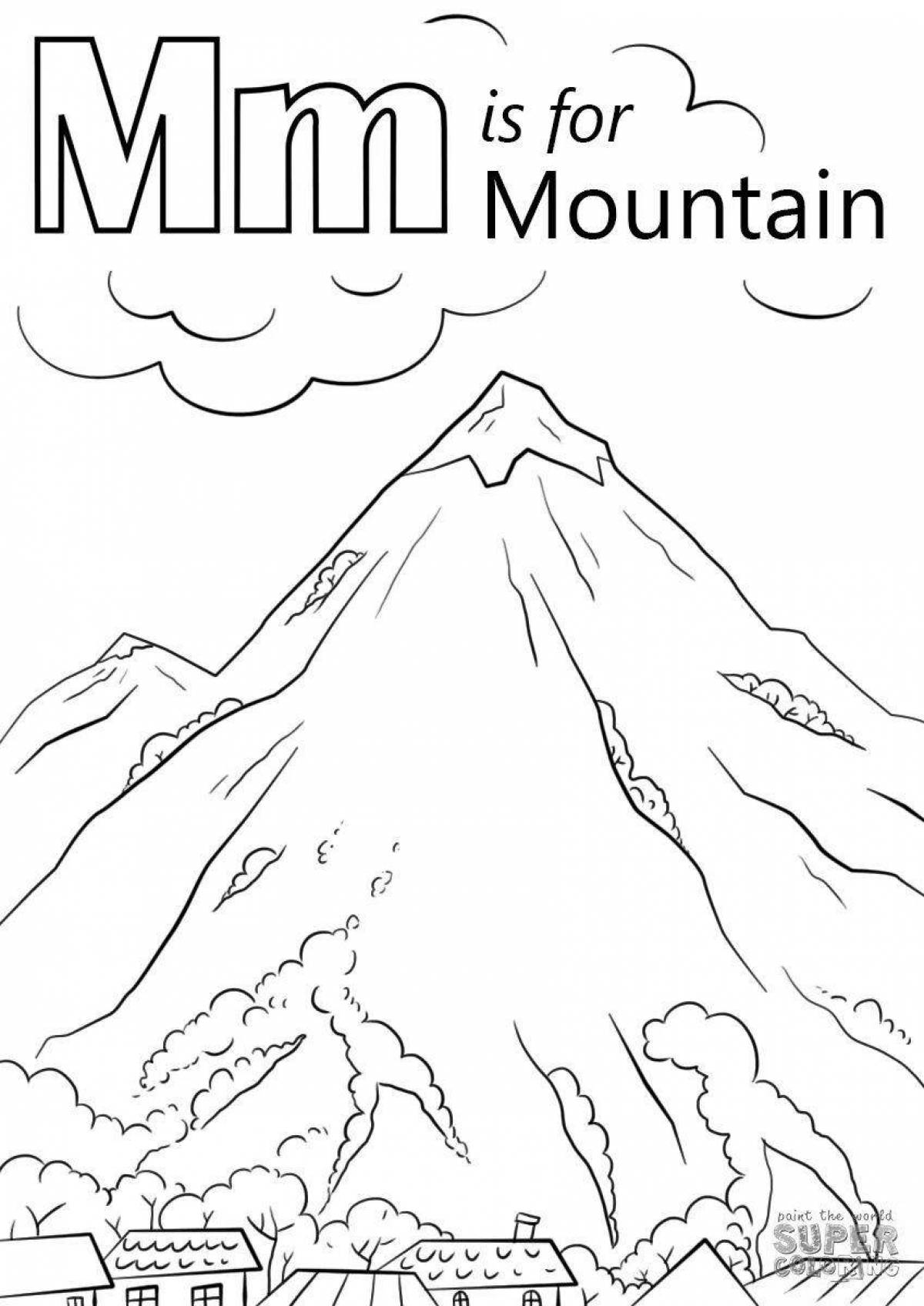 Coloring majestic mountain for kids
