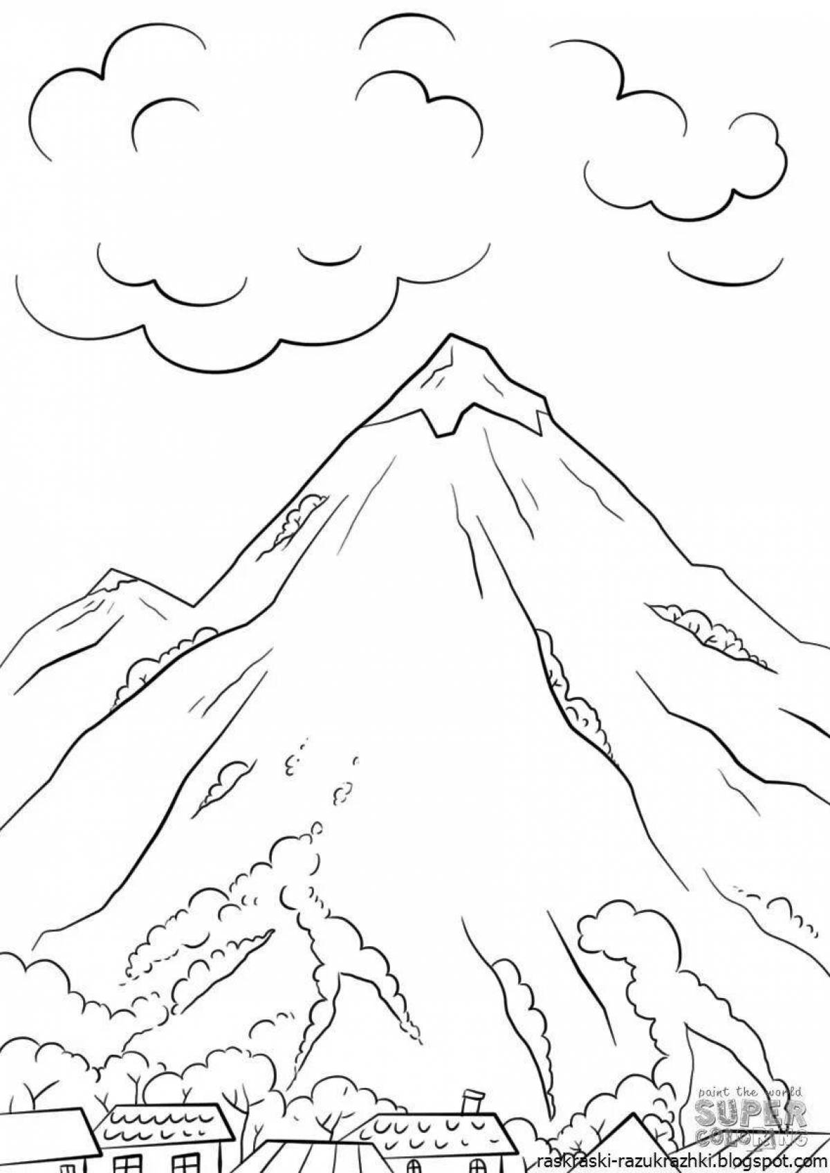 Exquisite mountain coloring book for kids
