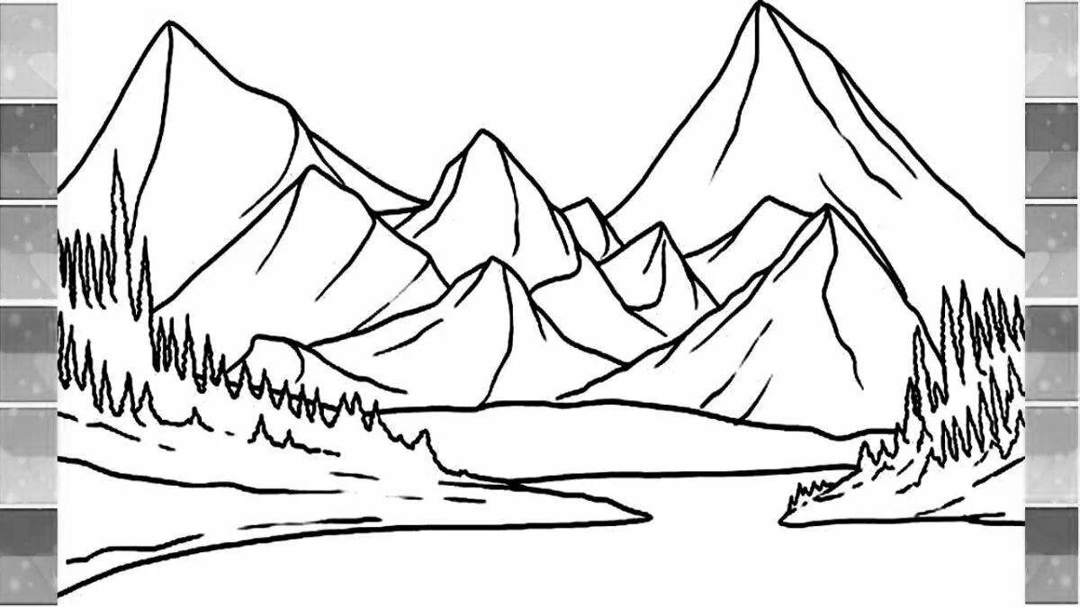 Glowing mountain coloring book for kids