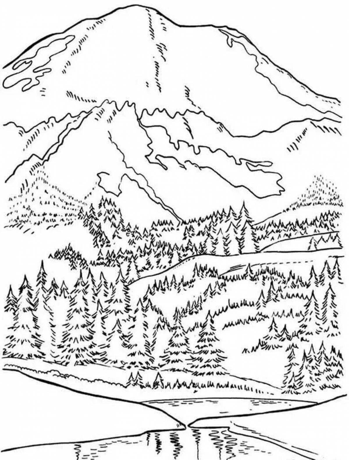 Vivid mountains coloring book for kids