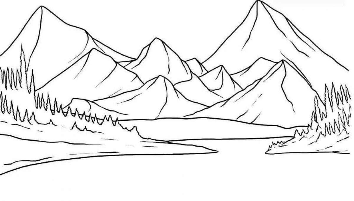 Adorable mountain coloring page for kids