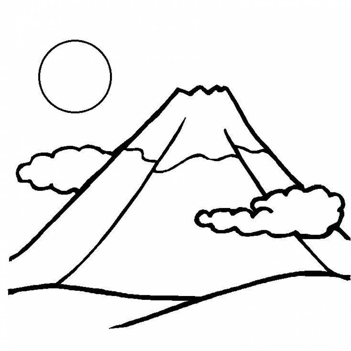 Playful mountain coloring for kids