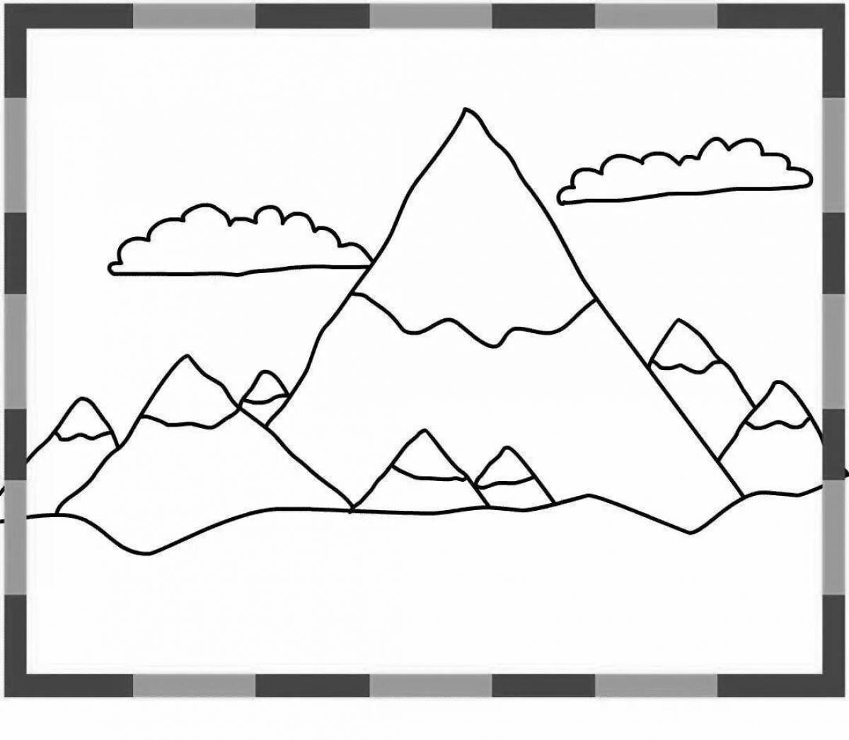 Shiny mountain coloring book for kids