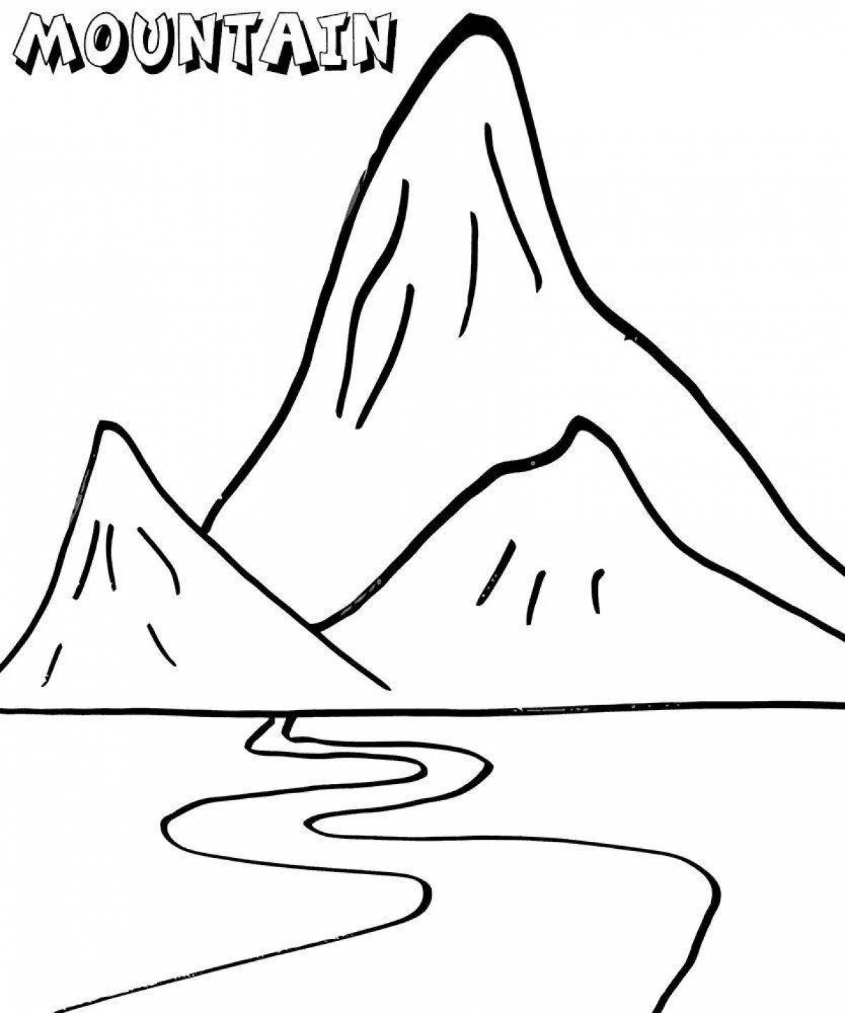 Cute mountain coloring for kids
