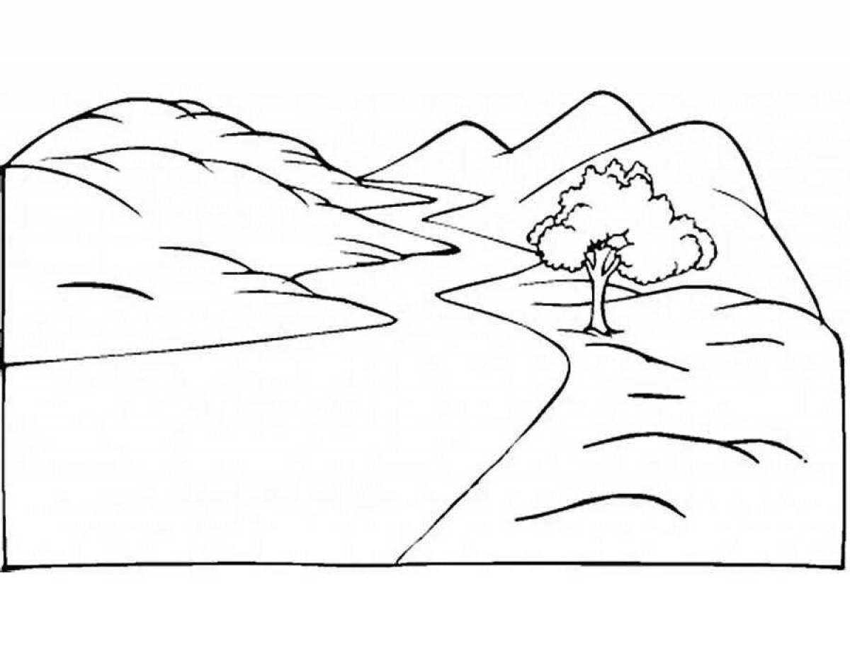 Beautiful mountains coloring pages for kids