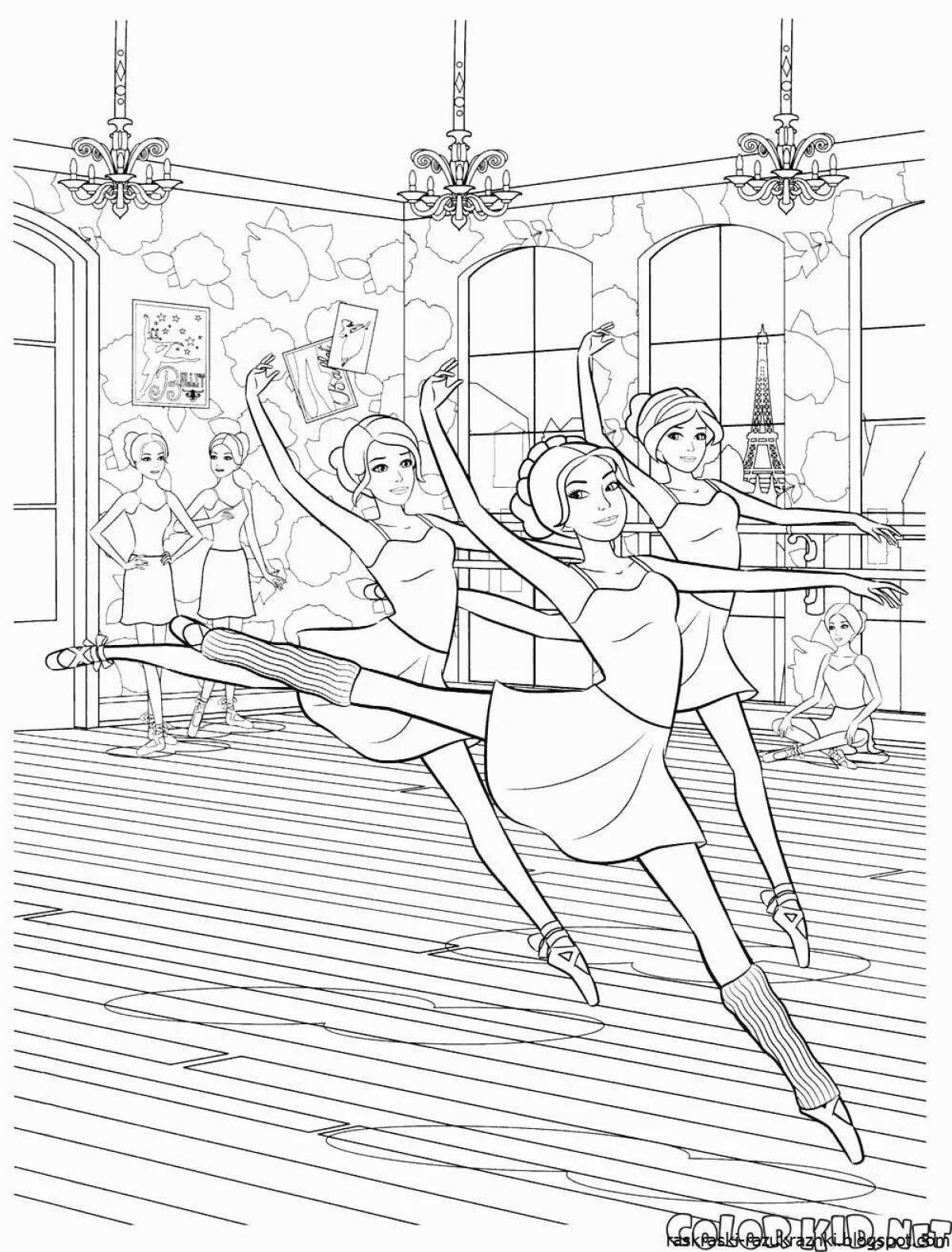 Coloring book shining ballerina for girls