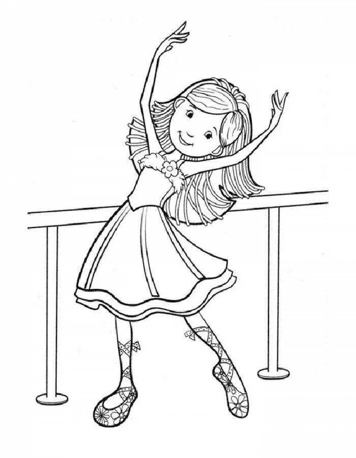 Glittering ballerina coloring page for girls