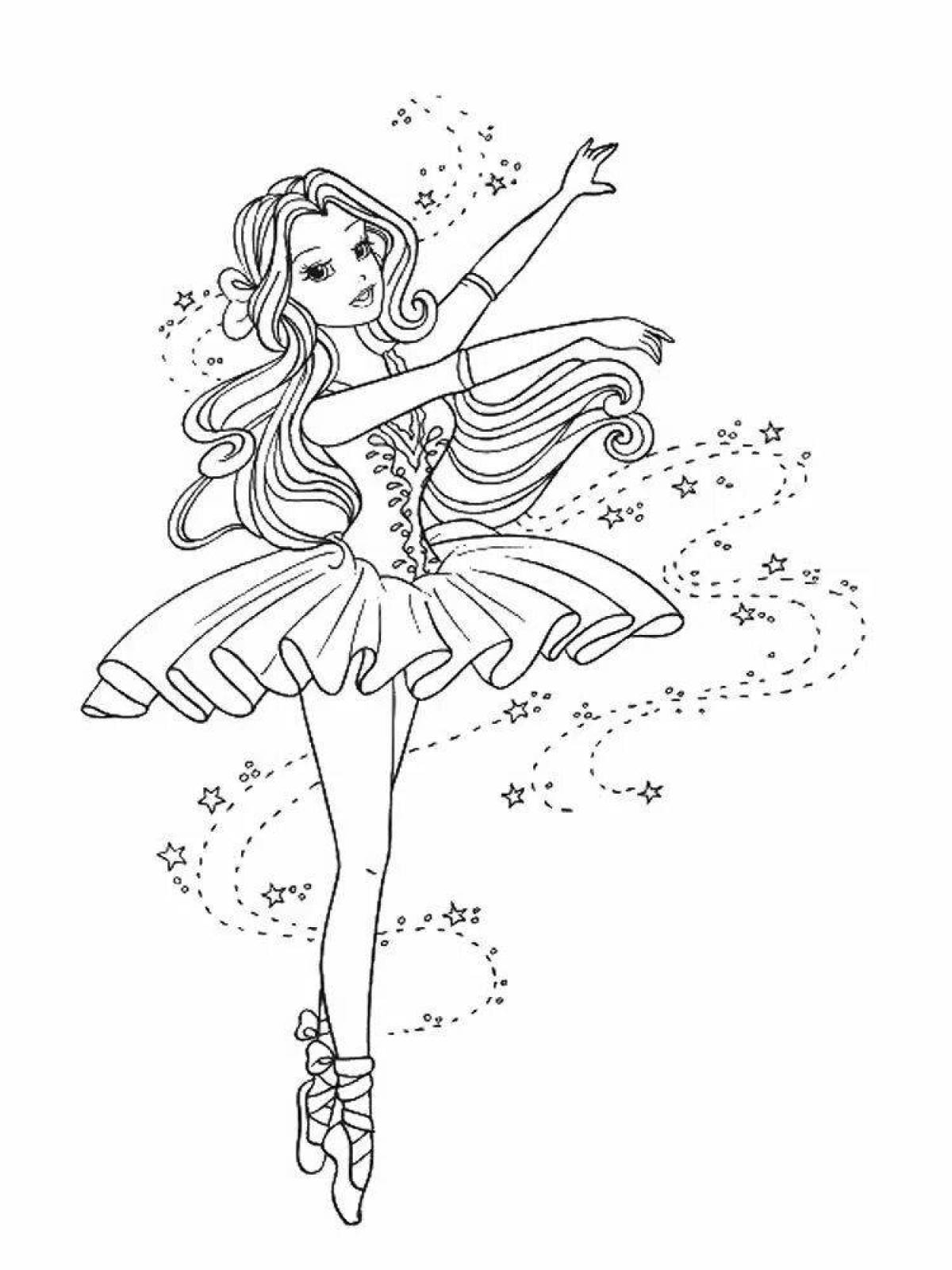 Coloring page glamor ballerina for girls