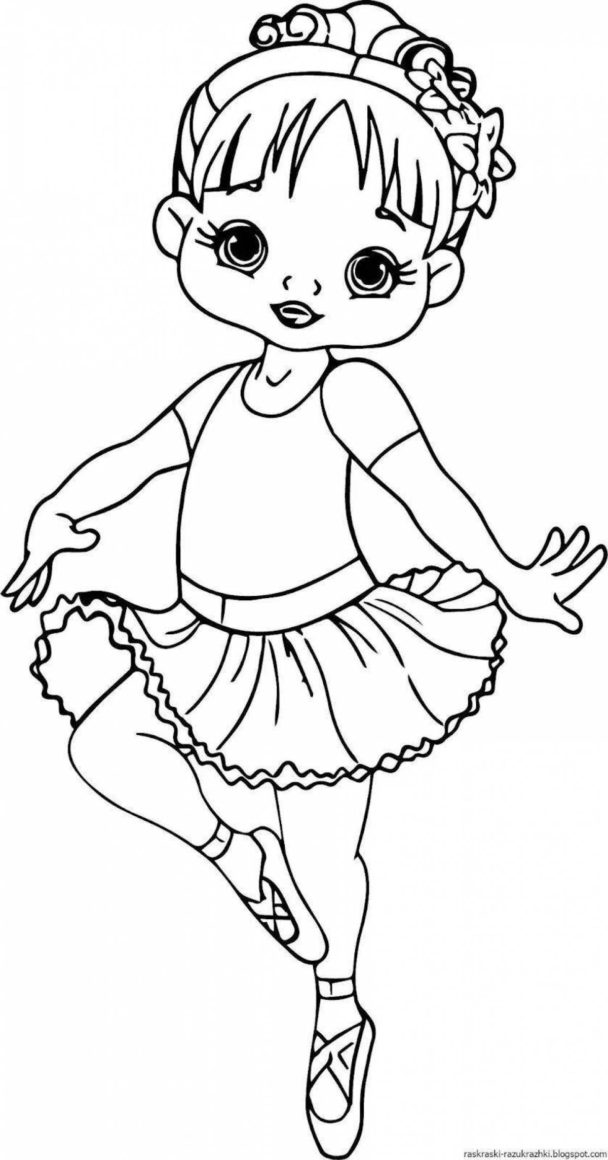 Cheerful ballerina coloring book for girls