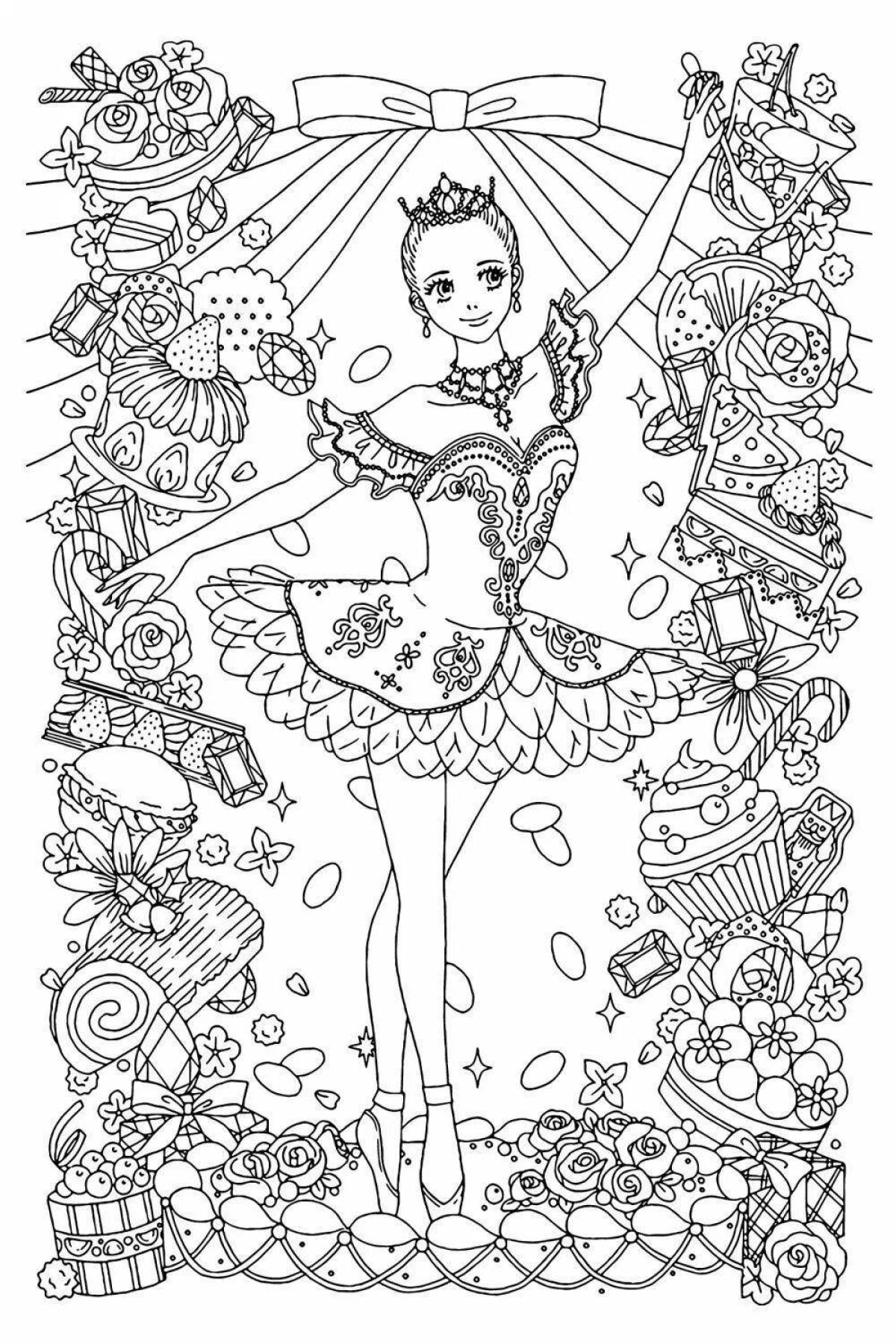 Joyful ballerina coloring book for girls