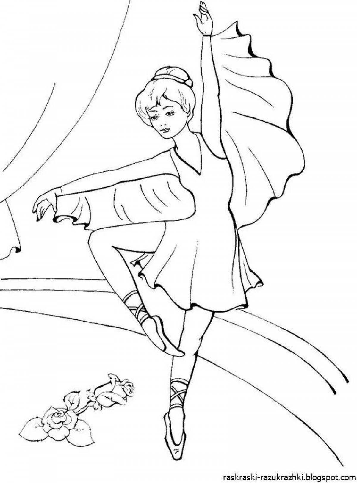 Cheerful ballerina coloring pages for girls