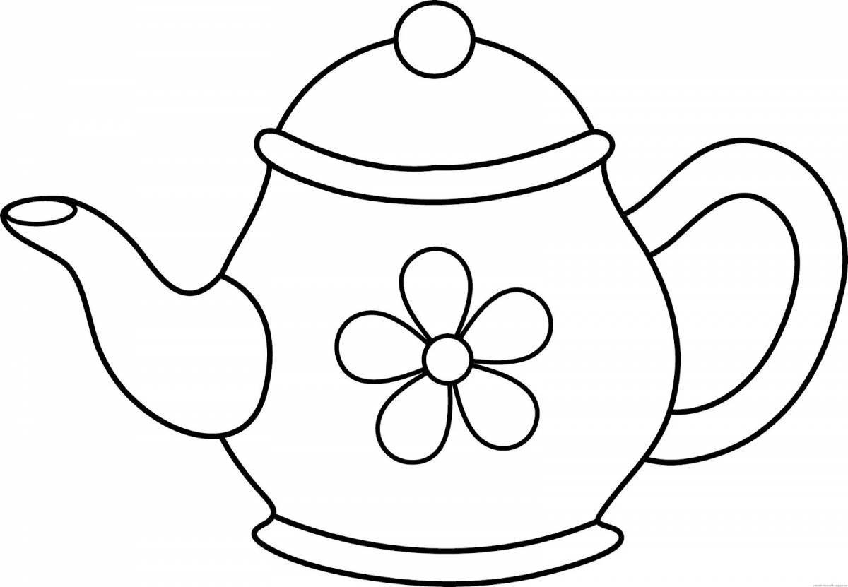 Раскраска сказочный чайник для детей