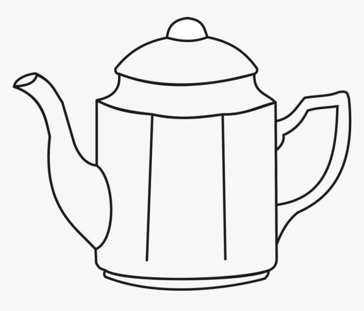 Раскраска симпатичный чайник для детей