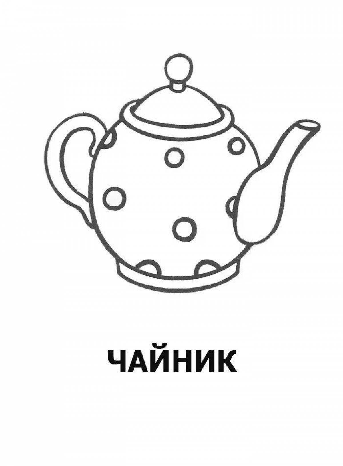 Strange teapot coloring pages for kids
