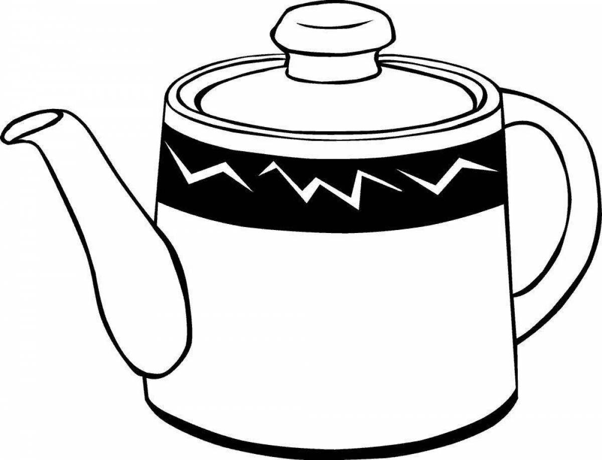 Coloring book with teapot for kids