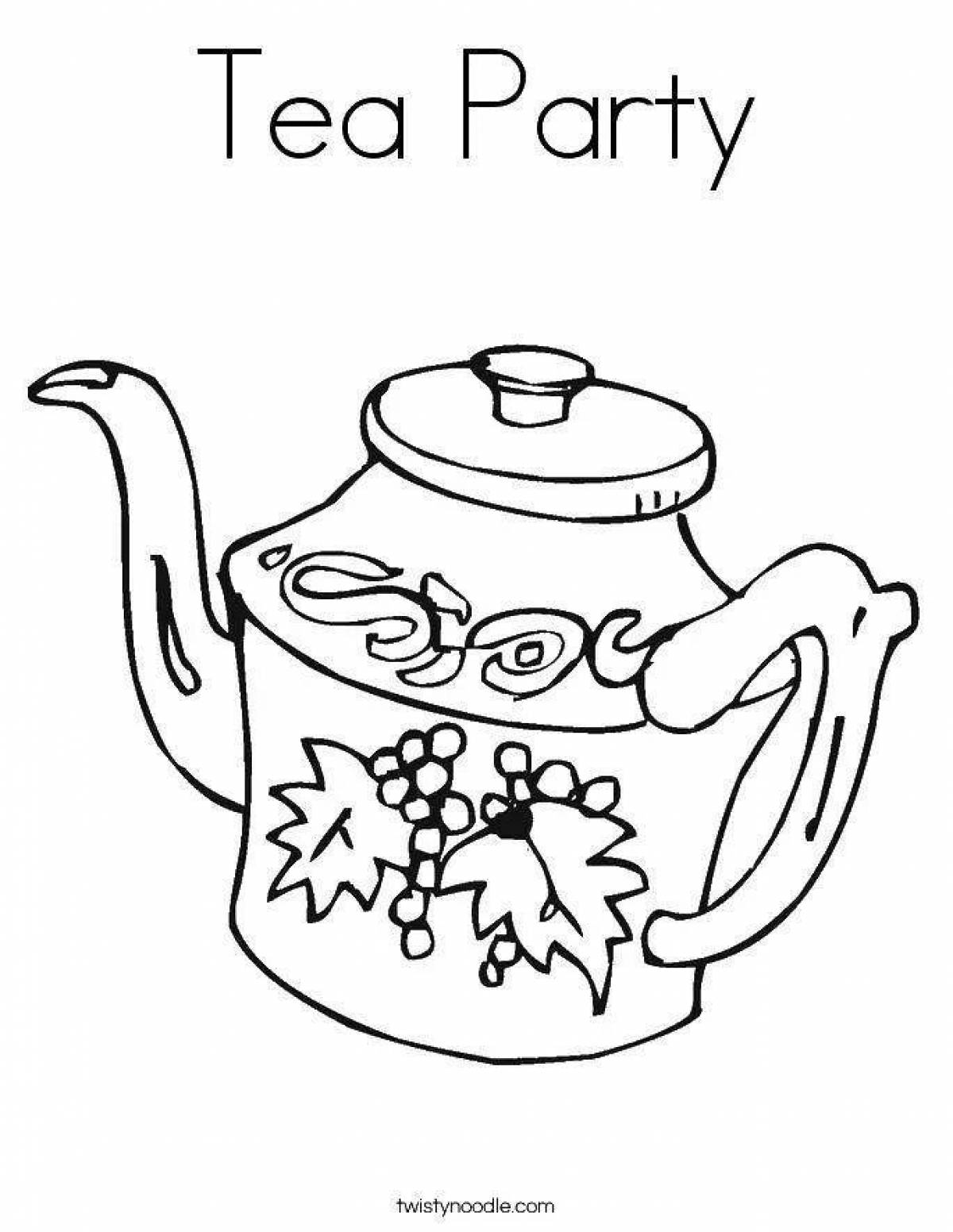 Fancy teapot coloring page for kids