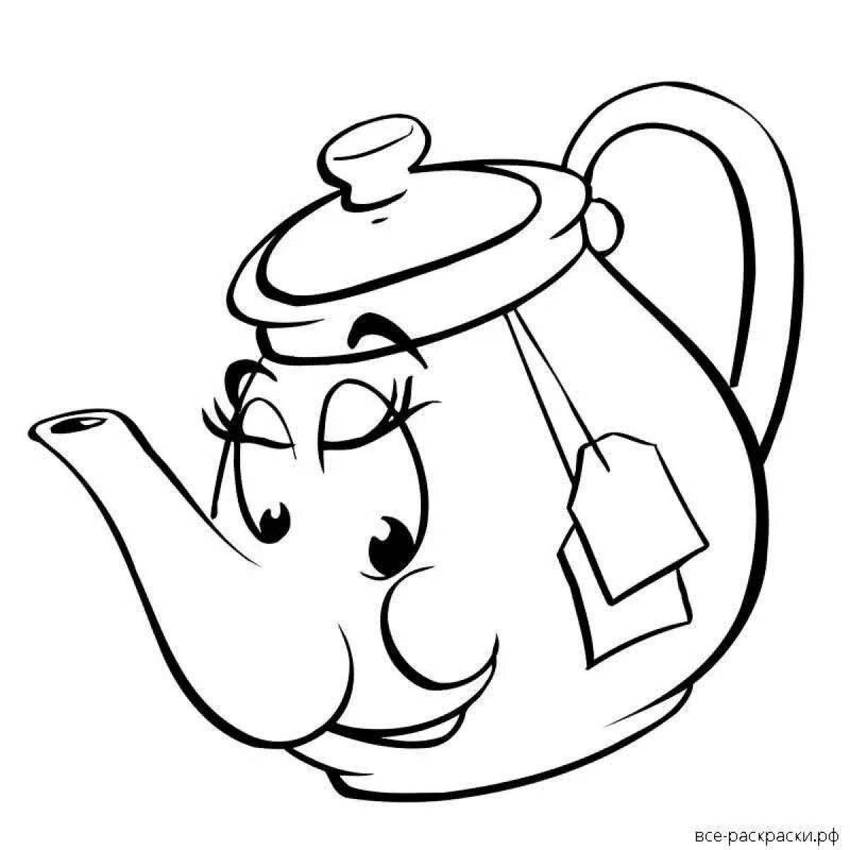 Funny teapot coloring book for kids