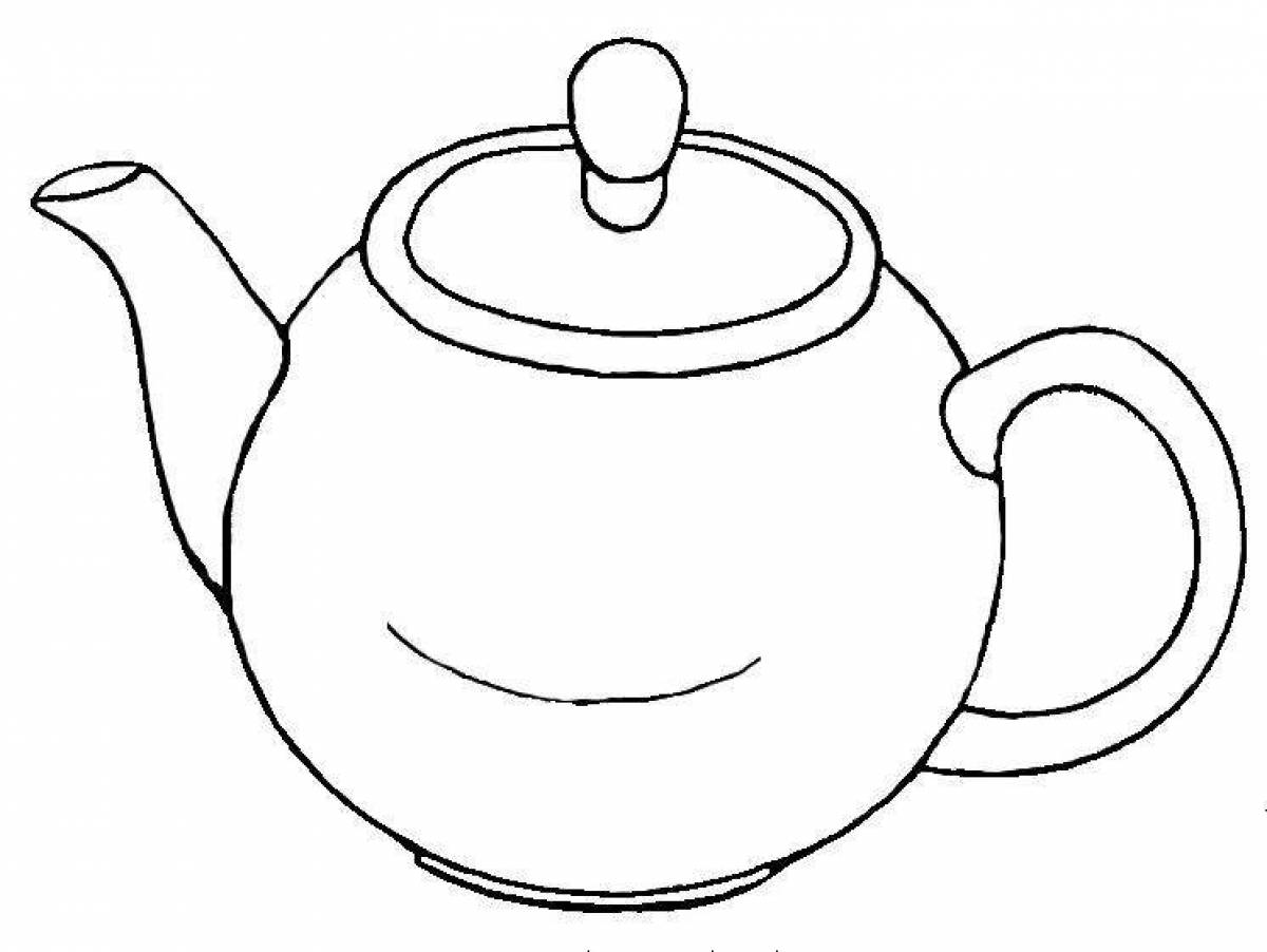 Adorable teapot coloring page for kids