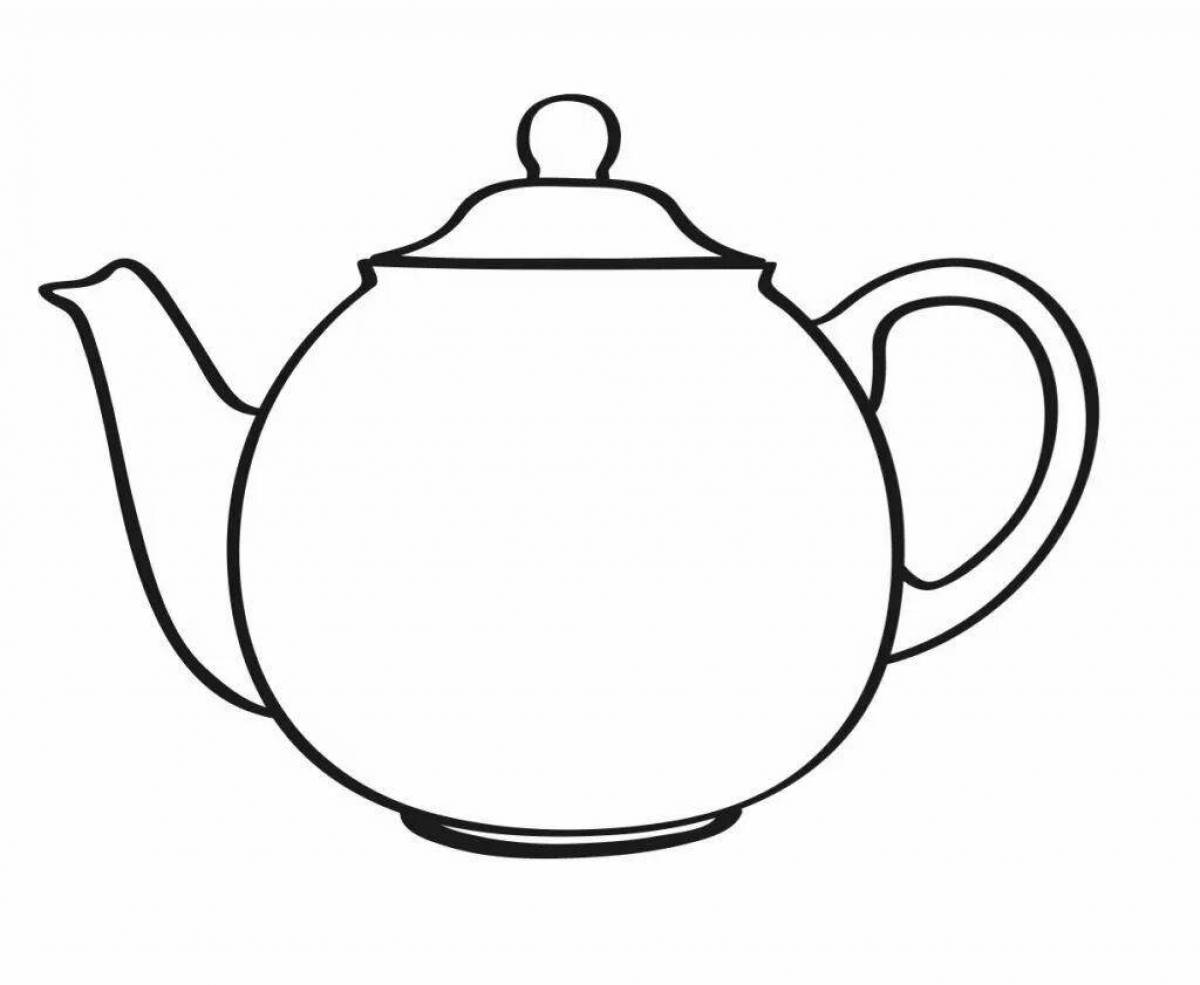 Coloring elegant teapot for children