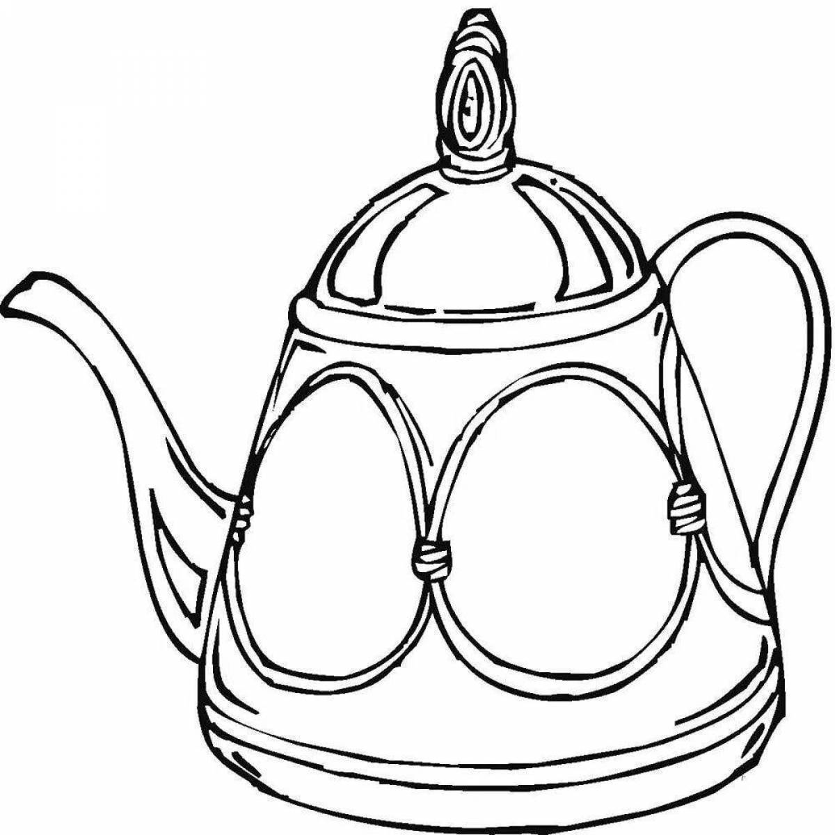 Fun teapot coloring for kids