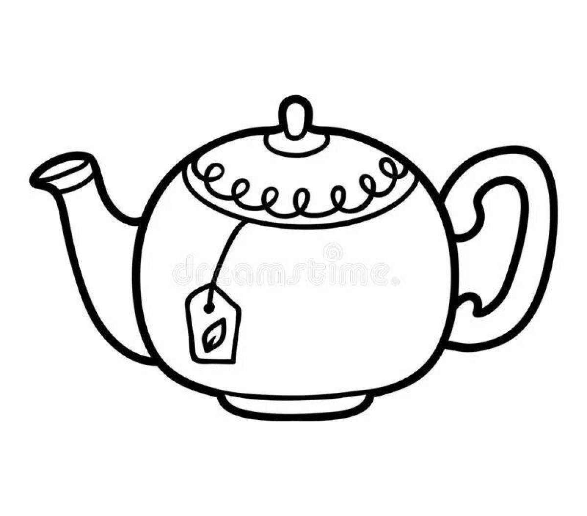 Glamour teapot coloring page for kids
