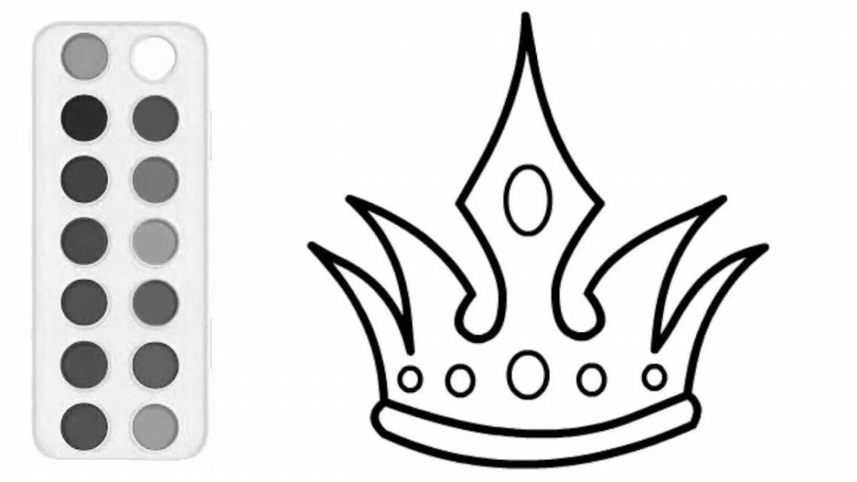 Glittering crown coloring page for kids