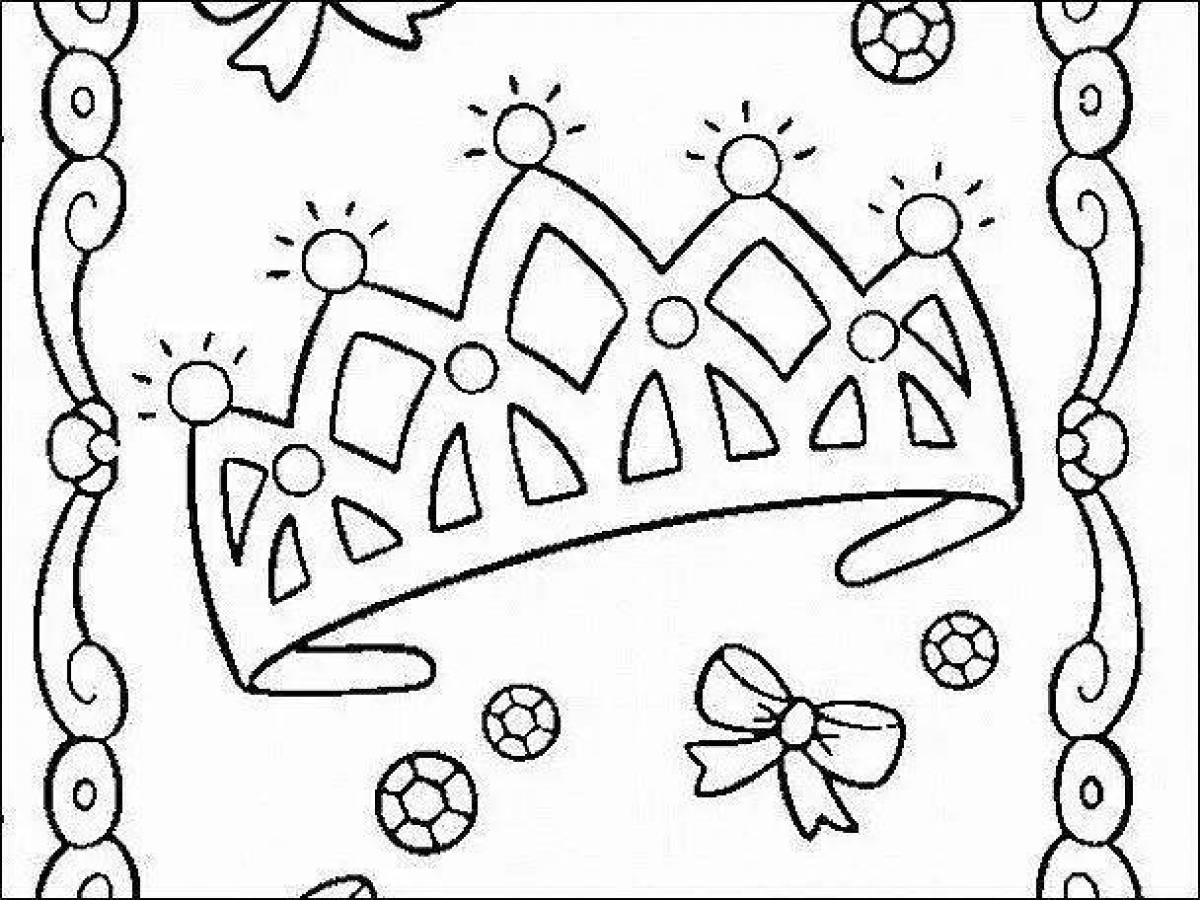 Intricate crown coloring page for kids