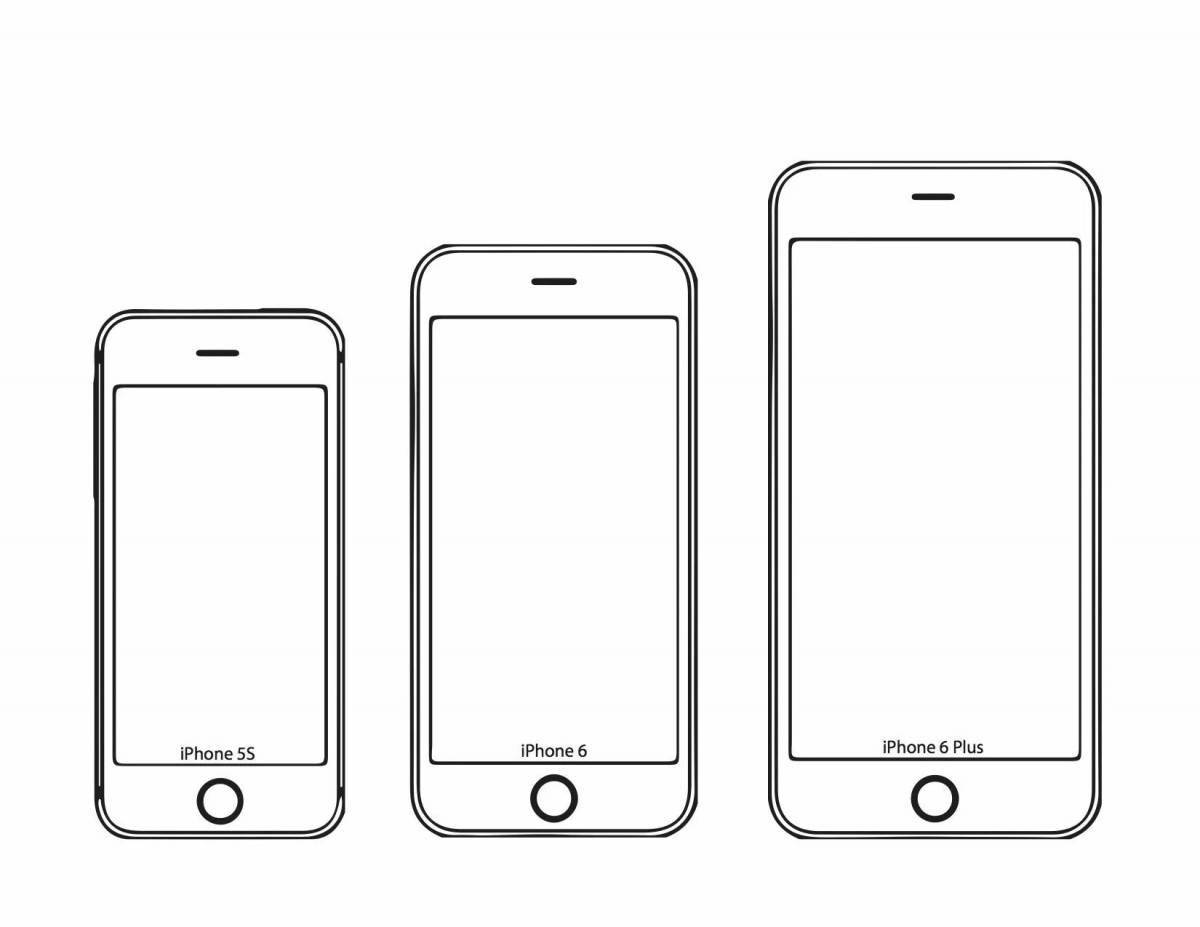 Colorful iphone coloring page for elementary school kids