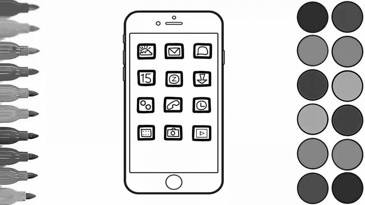 Colorful iphone coloring page for younger students
