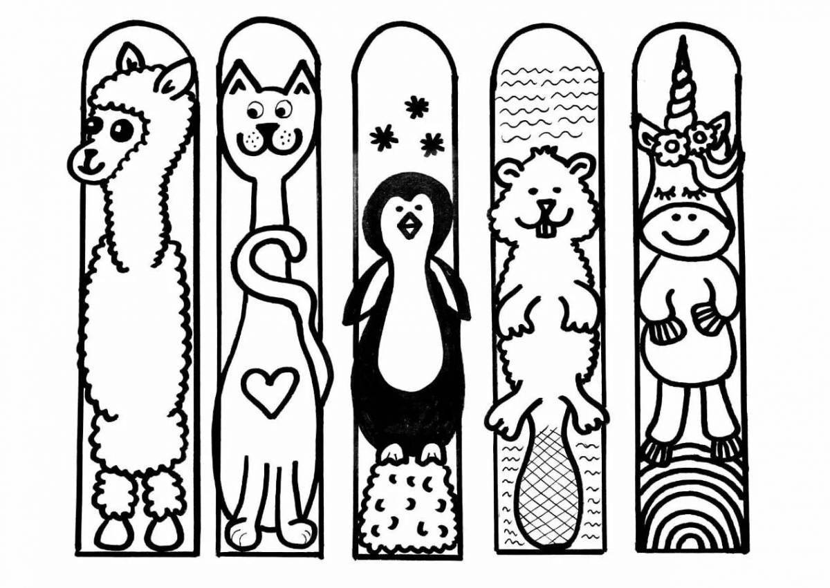 Joyful coloring bookmarks for books