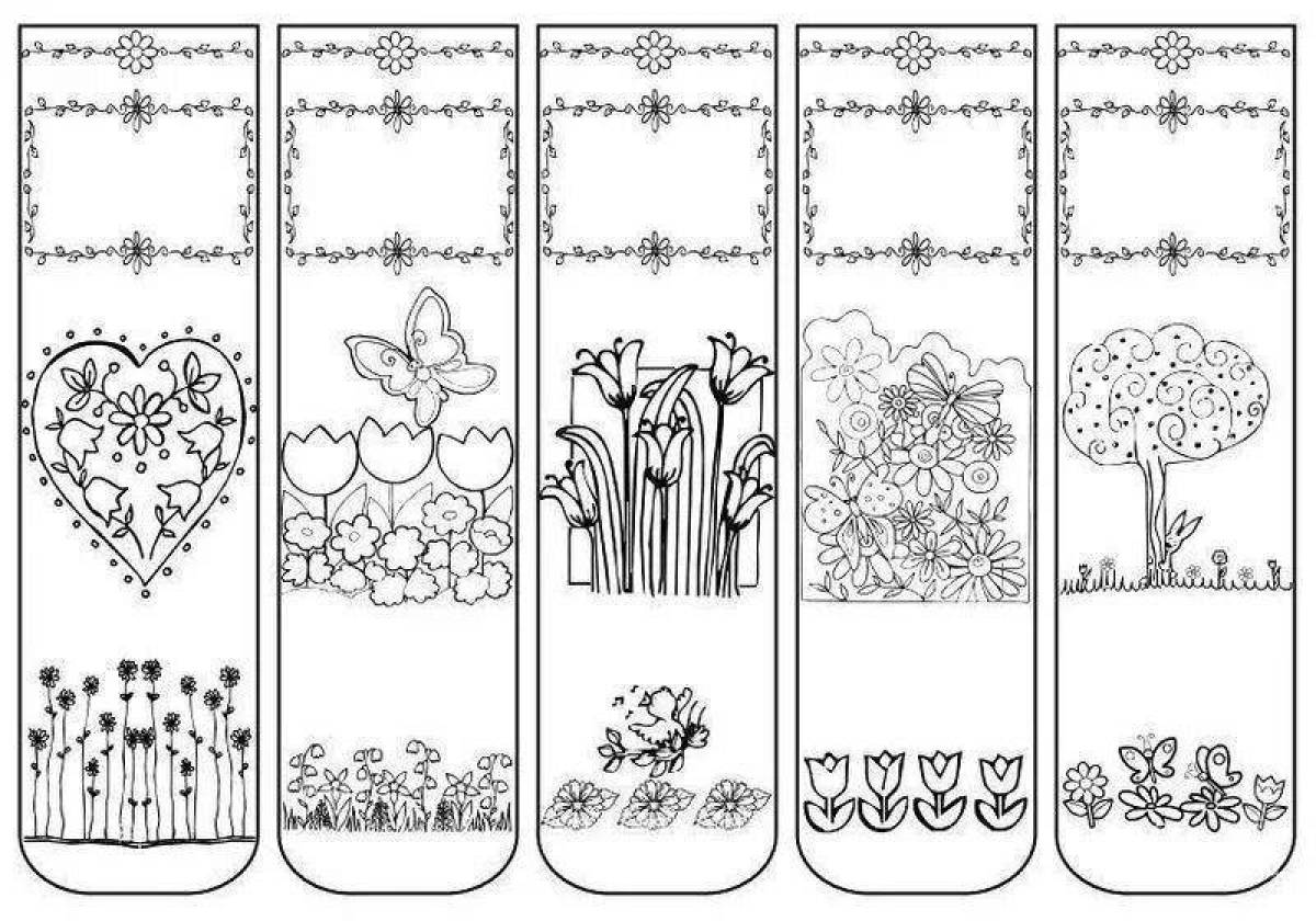 Bold coloring bookmarks for books