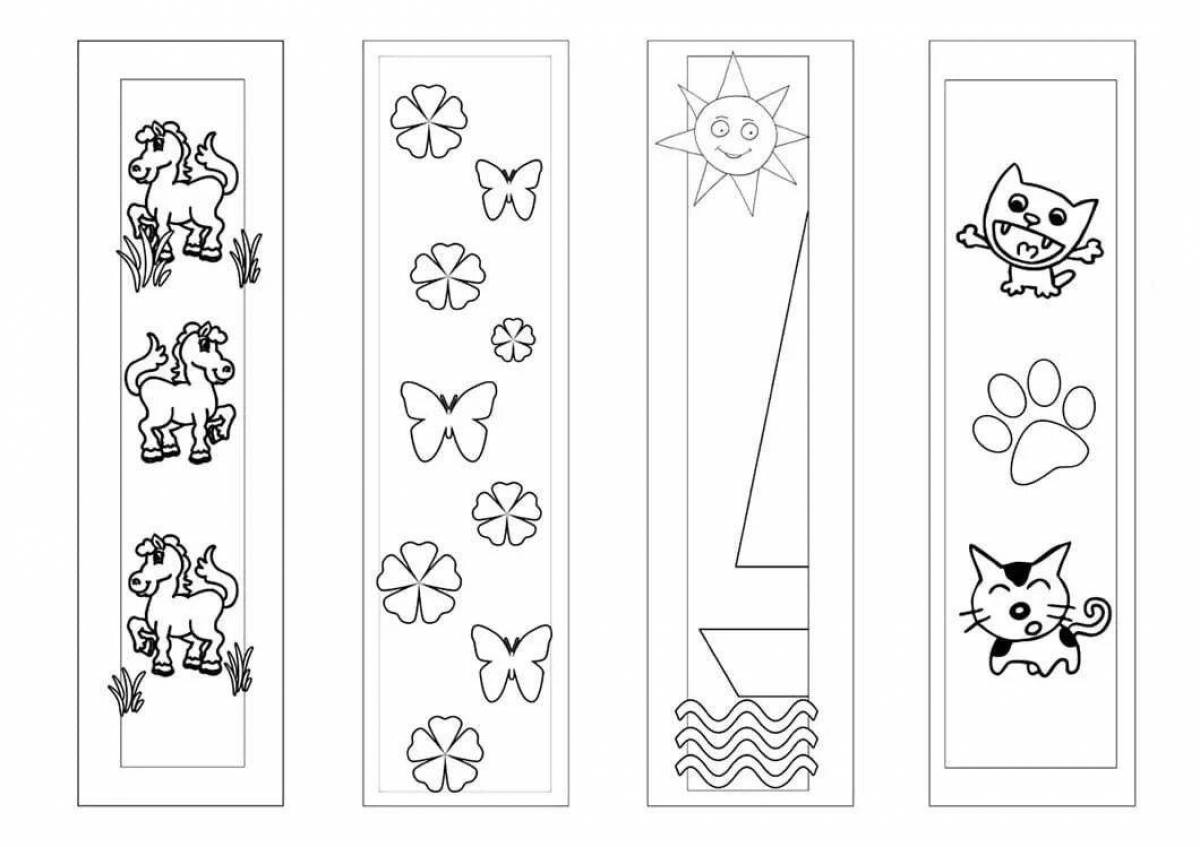 Colorful coloring bookmarks for books