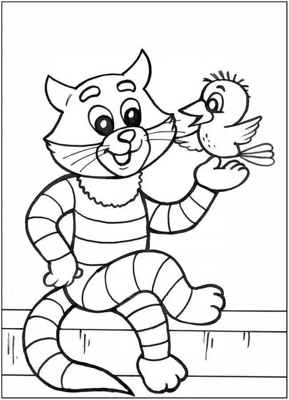 Cute uncle fyodor, dog and cat, coloring book