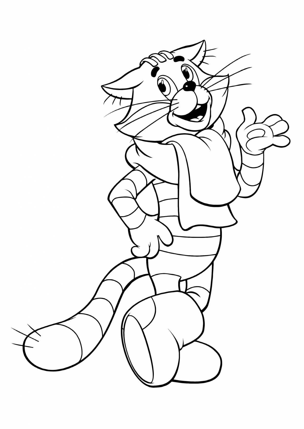 Coloring page charming uncle fedor dog and cat