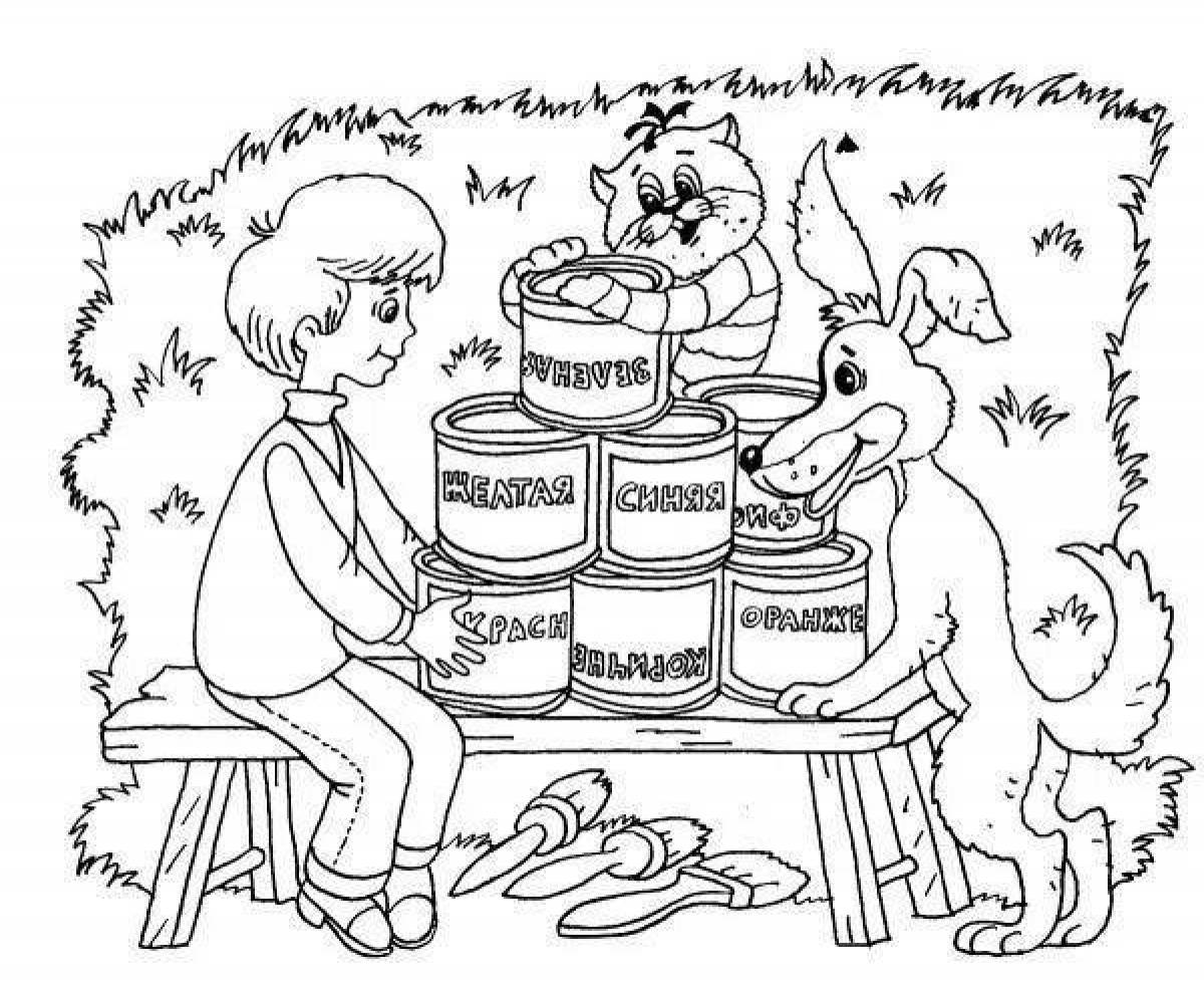 Delightful uncle fedor dog and cat coloring book