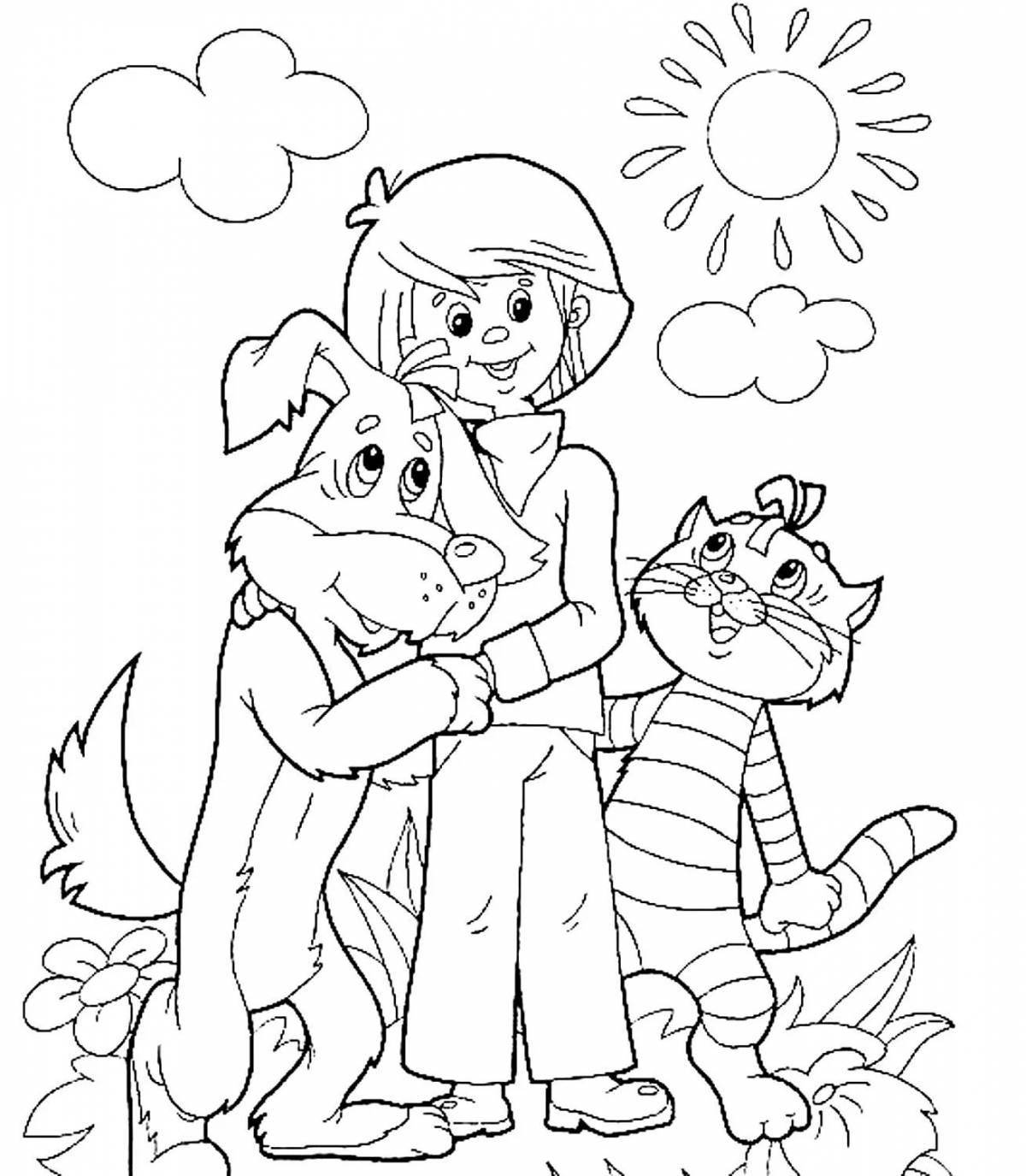 Charming uncle fyodor dog and cat coloring book