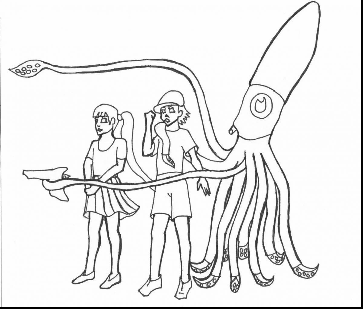 Coloring page magical squid doll